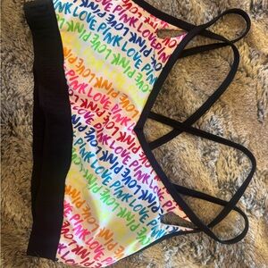 PINK Victoria's Secret Multicolor Love Print Sports Bra